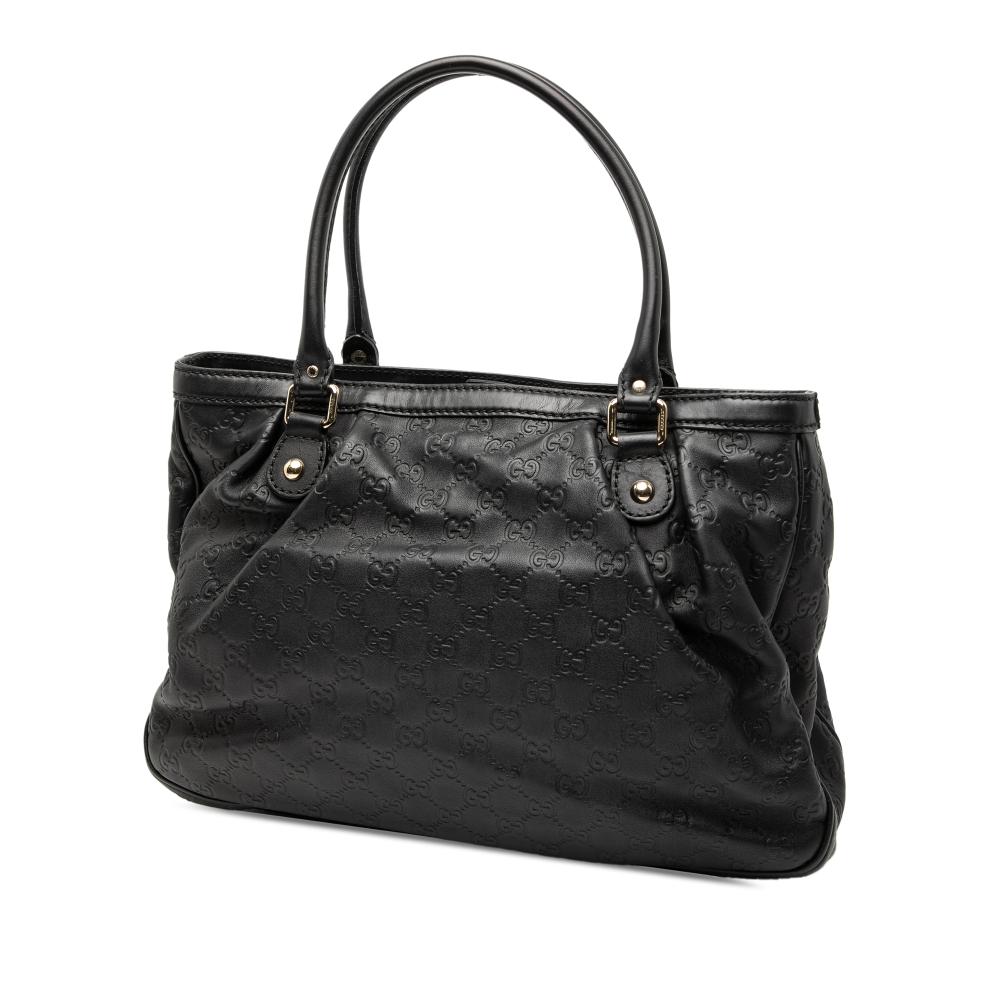 Gucci B Gucci Black Calf Leather Guccissima Sukey Tote Italy