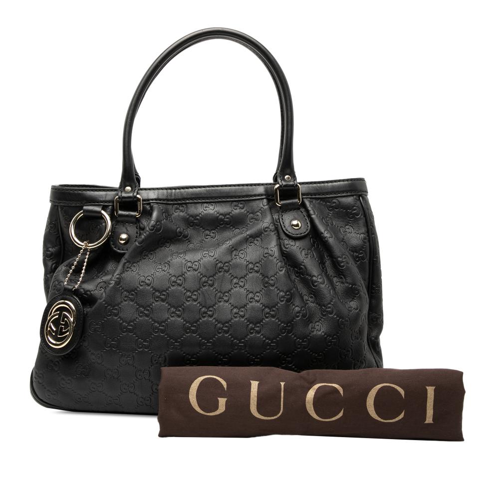 Gucci B Gucci Black Calf Leather Guccissima Sukey Tote Italy