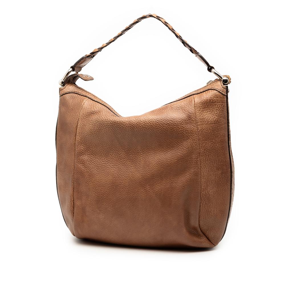 Gucci B Gucci Brown Calf Leather Bamboo Shoulder Bag Italy