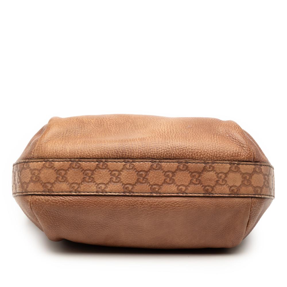 Gucci B Gucci Brown Calf Leather Bamboo Shoulder Bag Italy