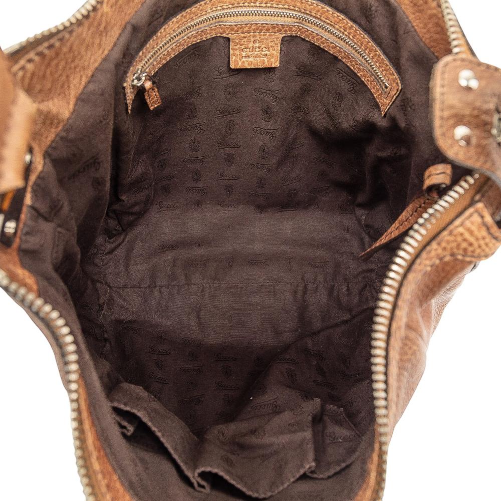 Gucci B Gucci Brown Calf Leather Bamboo Shoulder Bag Italy