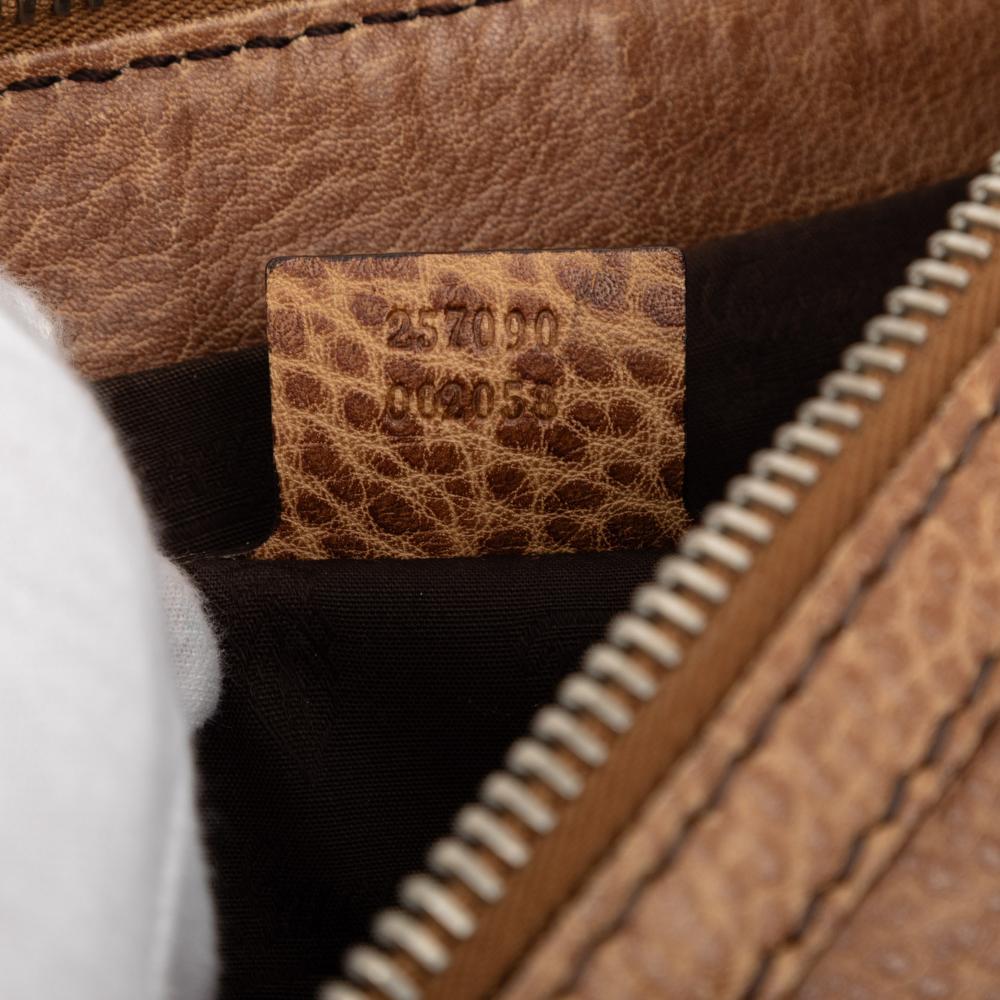 Gucci B Gucci Brown Calf Leather Bamboo Shoulder Bag Italy