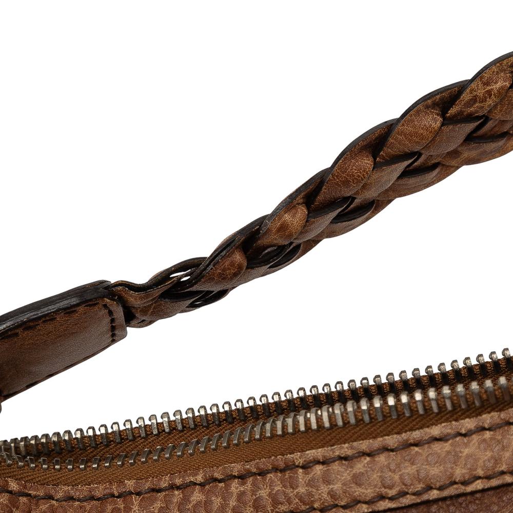 Gucci B Gucci Brown Calf Leather Bamboo Shoulder Bag Italy