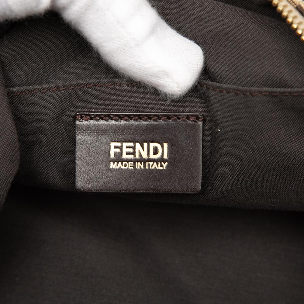 Fendi AB Fendi Brown Beige Canvas Fabric Zucchino Crossbody Italy