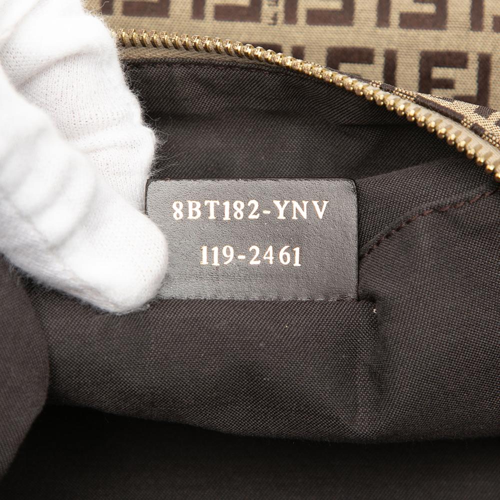 Fendi AB Fendi Brown Beige Canvas Fabric Zucchino Crossbody Italy