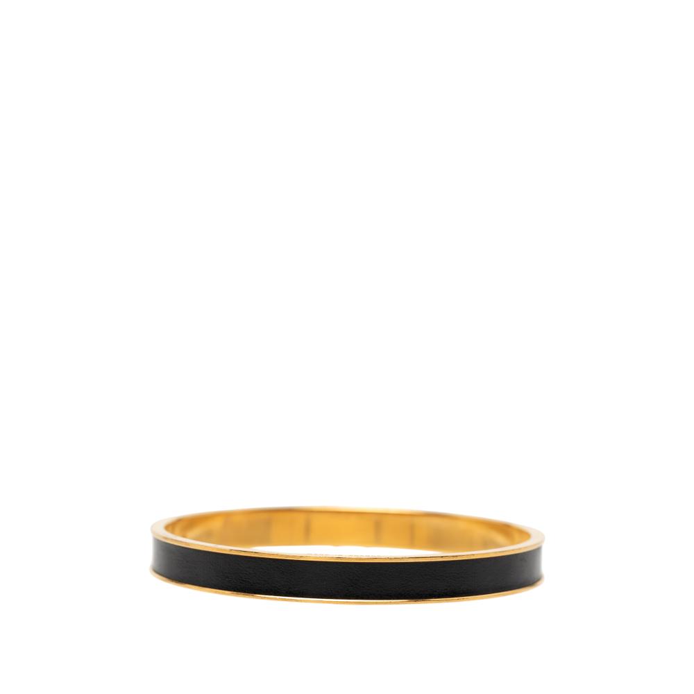 Hermès B Hermès Black Calf Leather Kelly Cadena Lock Bangle Bracelet France