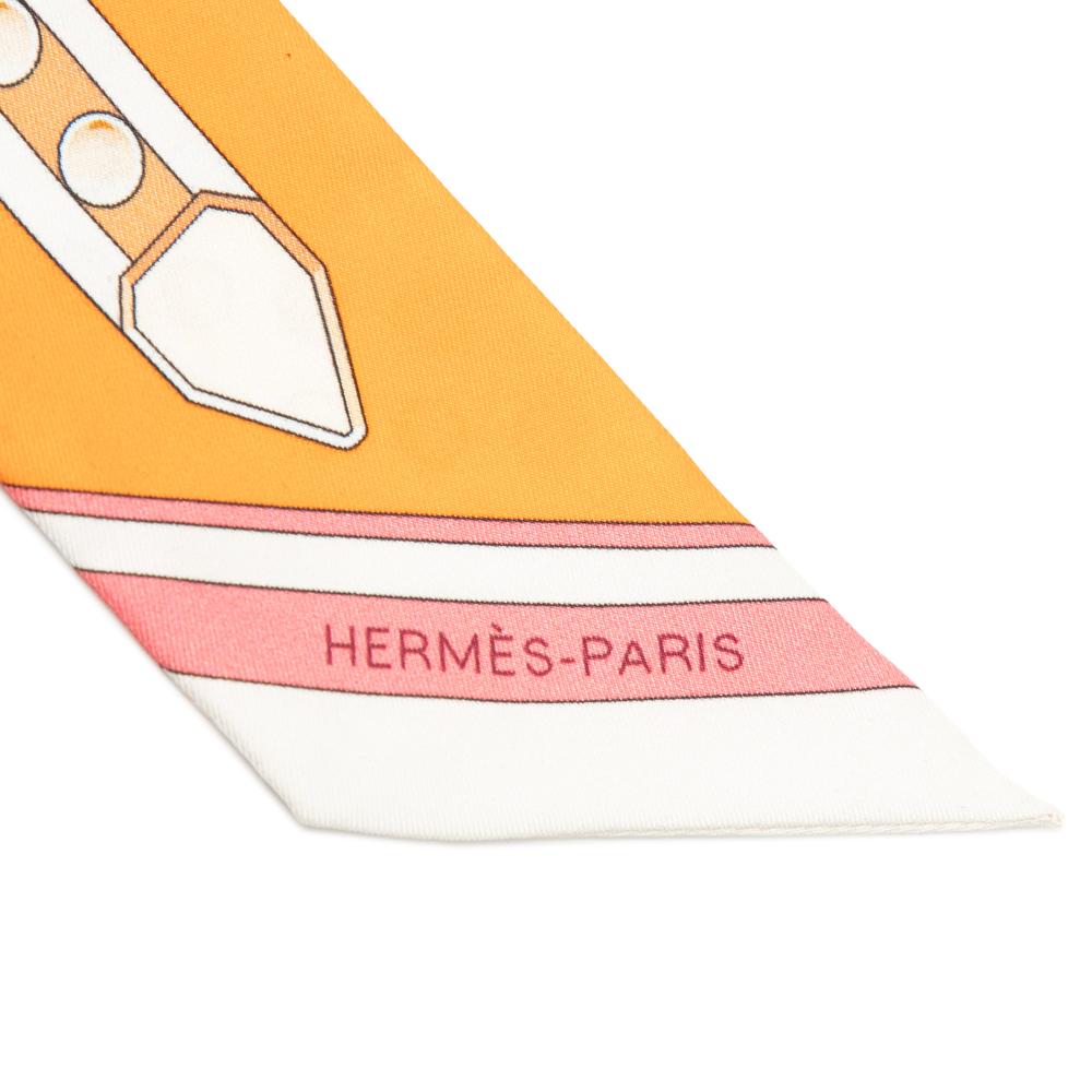 Hermès AB Hermès Orange Silk Fabric Grand Tralala Twilly Scarf France