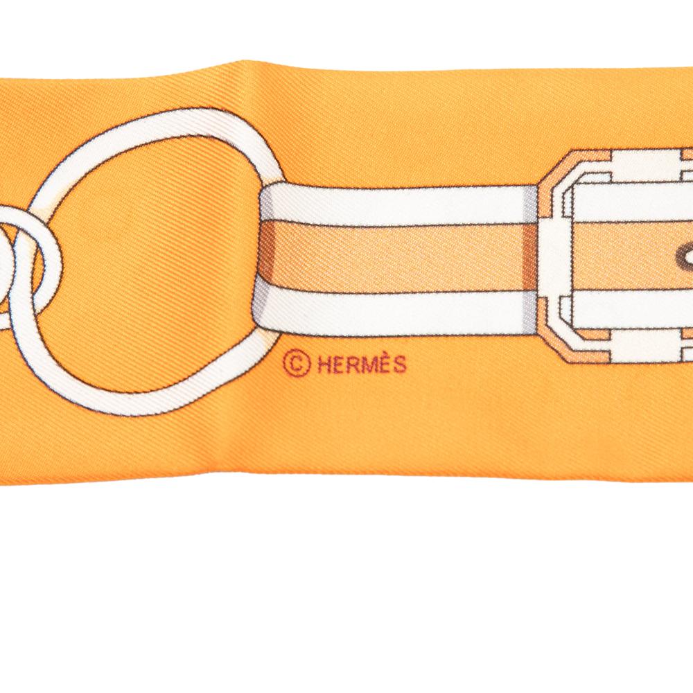 Hermès AB Hermès Orange Silk Fabric Grand Tralala Twilly Scarf France