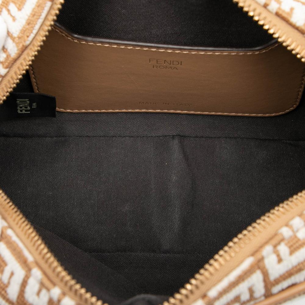 Fendi B Fendi Brown Light Brown Raffia Natural Material Mini FF 1974 Camera Bag Italy