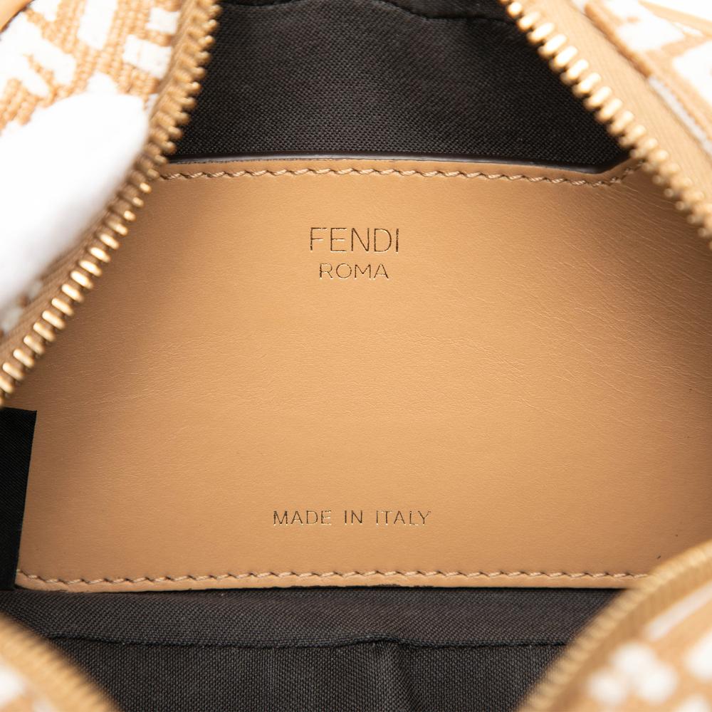 Fendi B Fendi Brown Light Brown Raffia Natural Material Mini FF 1974 Camera Bag Italy