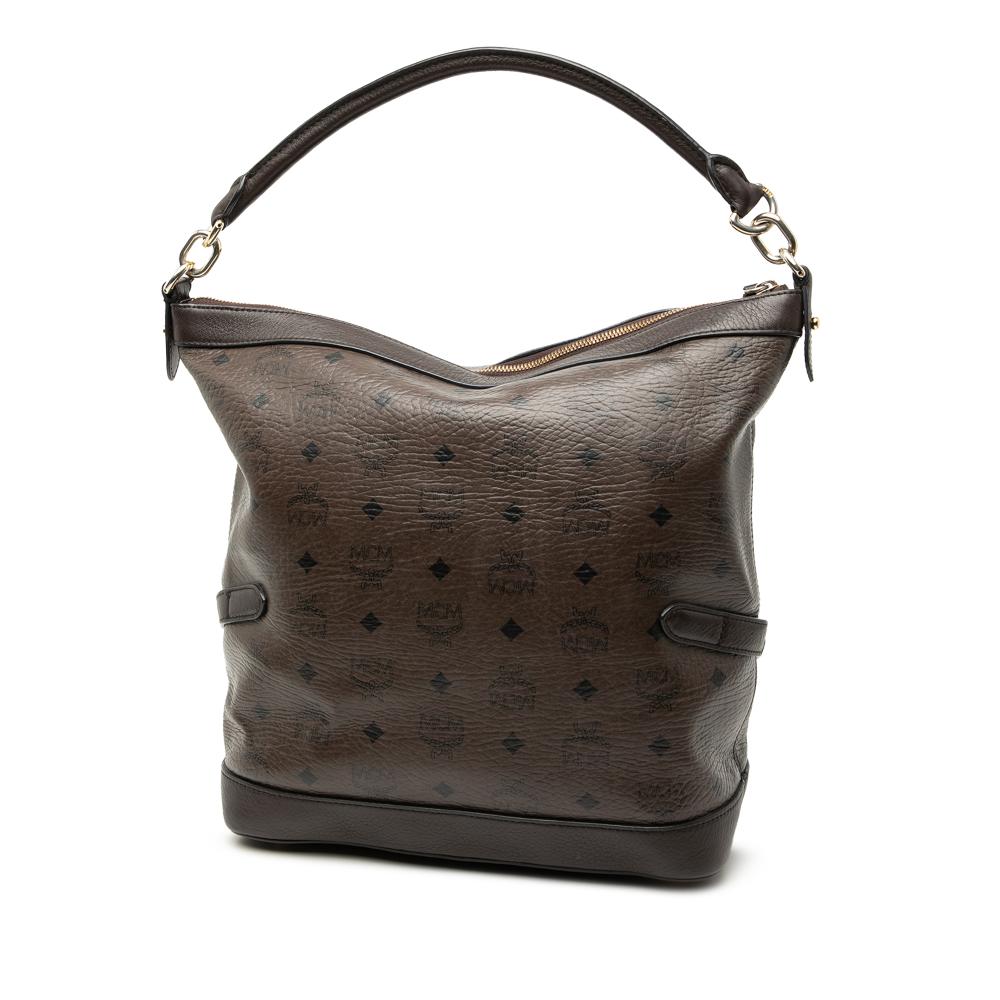 MCM B MCM Brown Dark Brown Coated Canvas Fabric Visetos Satchel Korea, South