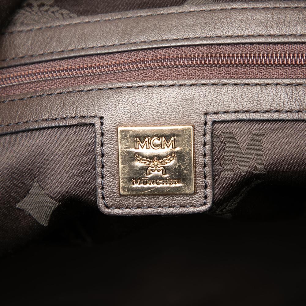 MCM B MCM Brown Dark Brown Coated Canvas Fabric Visetos Satchel Korea, South