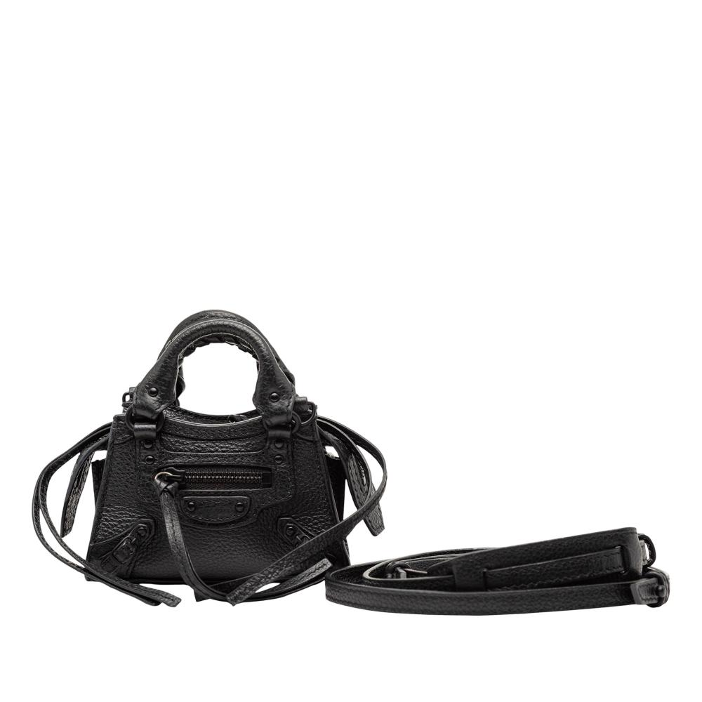 Balenciaga AB Balenciaga Black Calf Leather Super Nano Grained skin Neo Classic City Satchel Italy