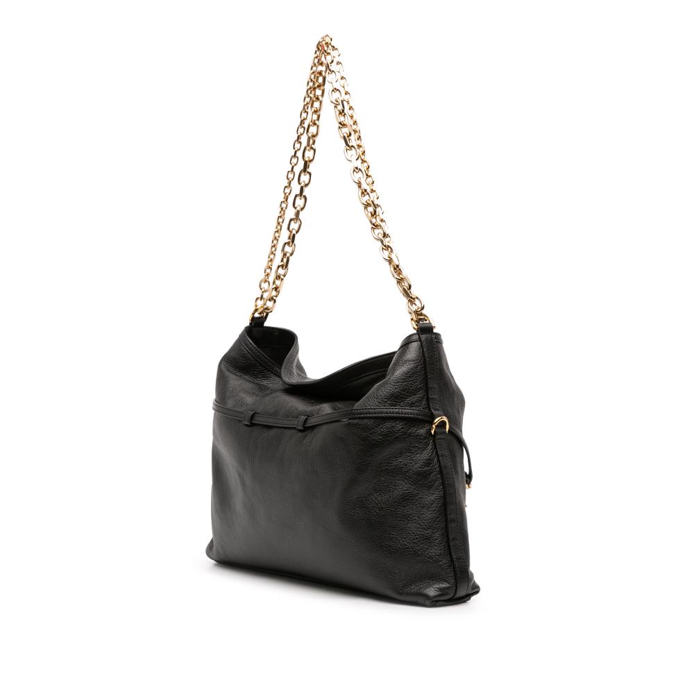 Givenchy AB Givenchy Black Calf Leather Medium Voyou Chain Crossbody Italy