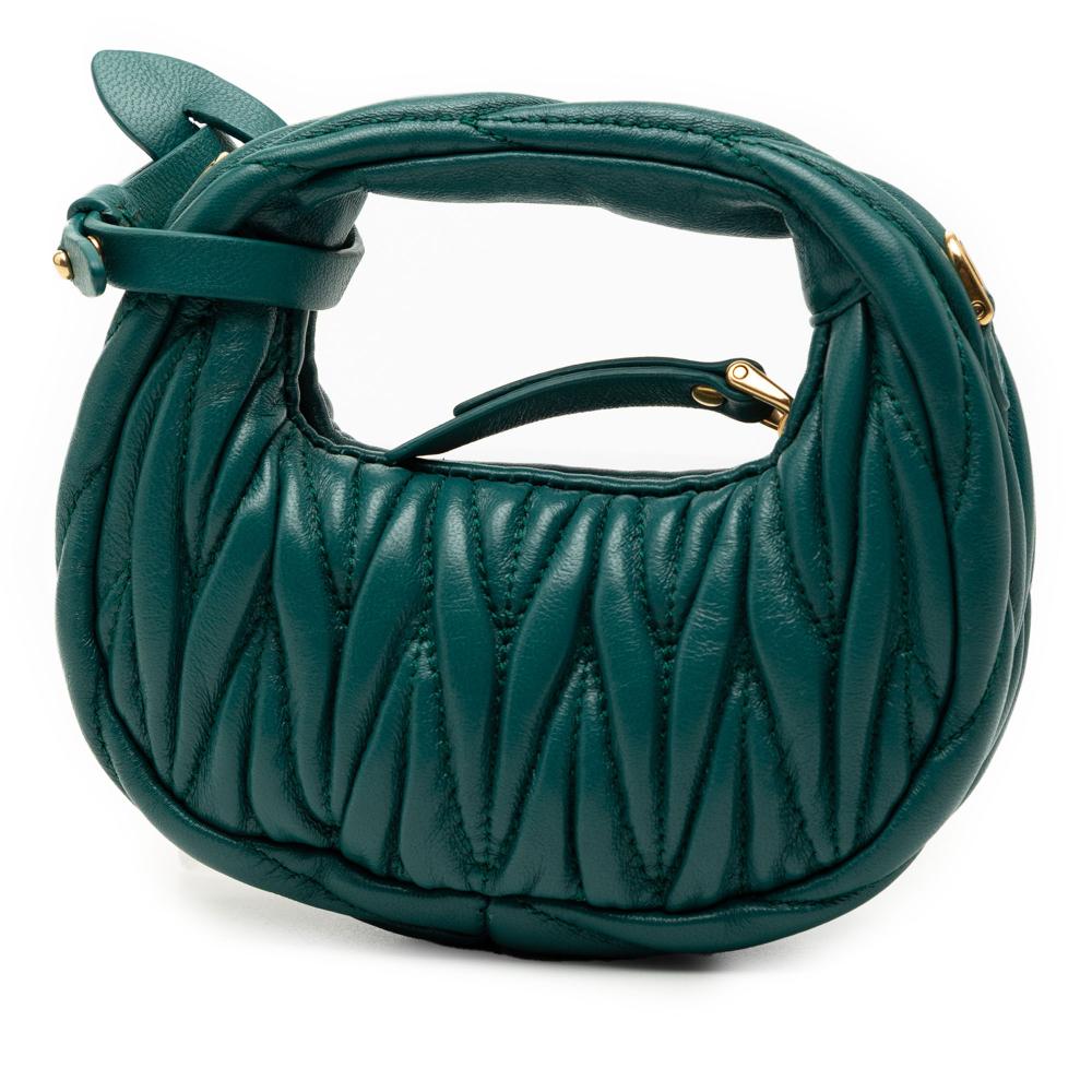 Miu Miu AB Miu Miu Green Dark Green Nappa Leather Leather Micro Nappa Matelasse Wander Bag Romania