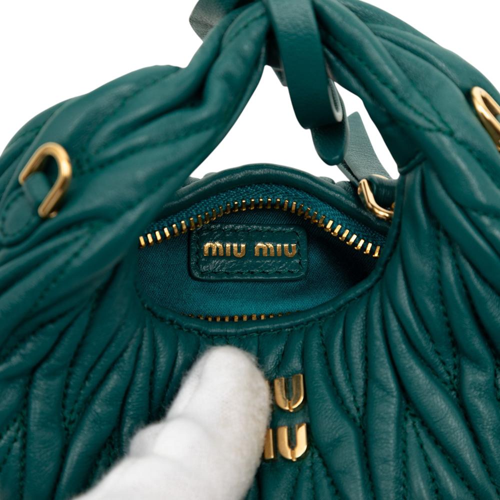 Miu Miu AB Miu Miu Green Dark Green Nappa Leather Leather Micro Nappa Matelasse Wander Bag Romania