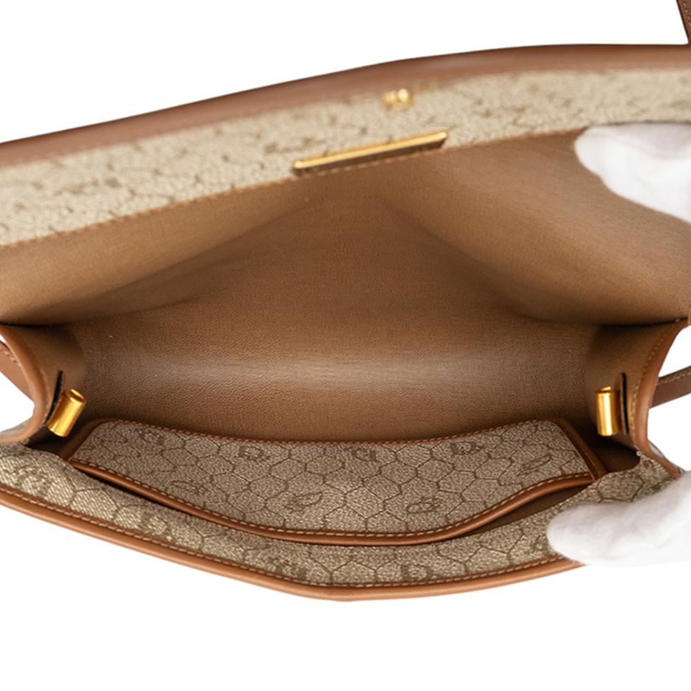 Christian Dior B Dior Brown Beige Coated Canvas Fabric Honeycomb Crossbody France