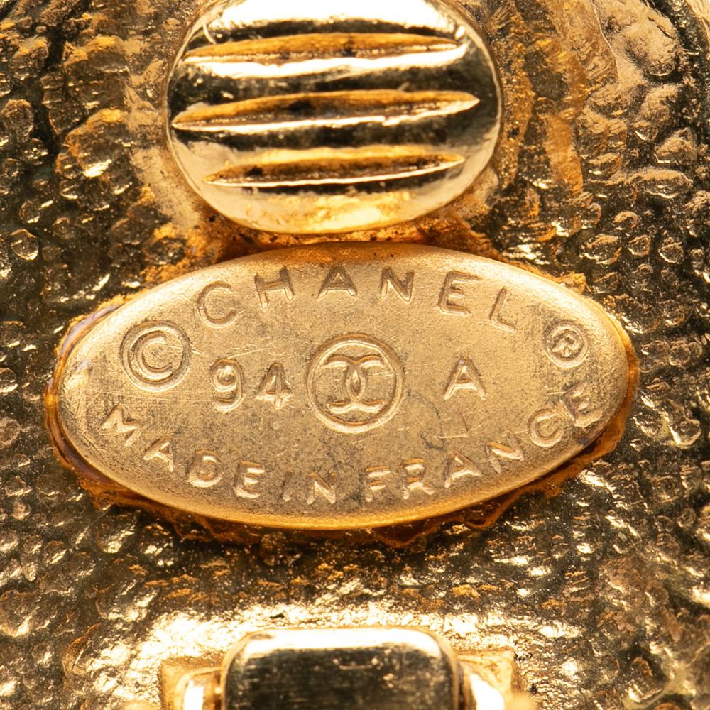 Chanel AB Chanel Gold Gold Plated Metal CC Clip On Earrings France