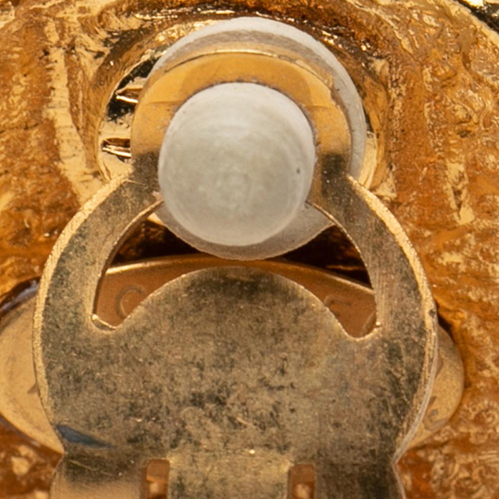 Chanel AB Chanel Gold Gold Plated Metal CC Clip On Earrings France