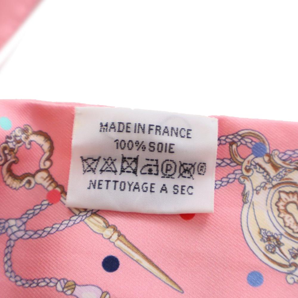 Hermès AB Hermès Pink Silk Fabric Les Cles A Pois Twilly Scarf France