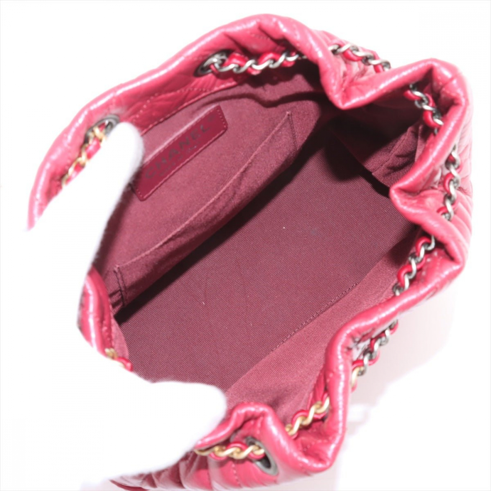 Chanel Gabrielle Matelassè Distressed Calfskin Leather 2-Ways Bucket Backpack Cherry Red