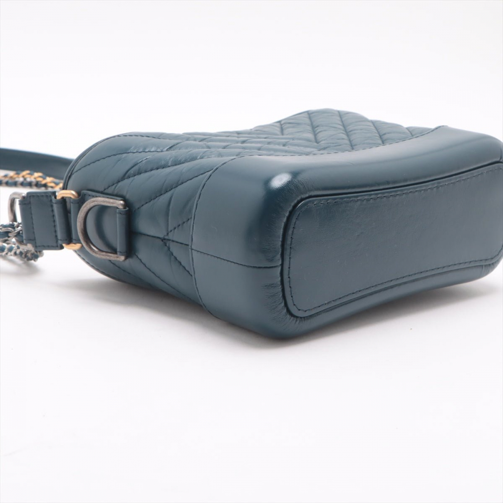 Chanel Gabrielle Small Lambskin Leather Chevron Shoulder Bag Blue