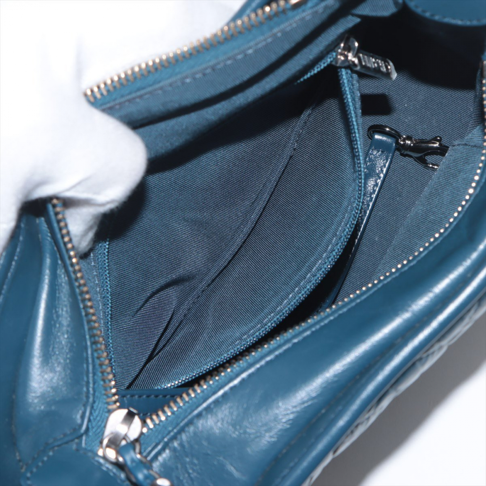 Chanel Gabrielle Small Lambskin Leather Chevron Shoulder Bag Blue