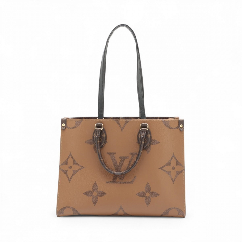 Louis Vuitton Onthego MM Canvas Monogram Giant Shopper Handbag Monogram Reverse