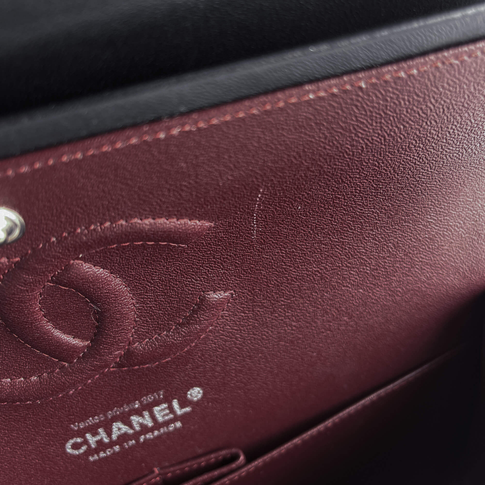 Chanel Classic Double Flap Medium Lambskin Leather Matelassè Shoulder Bag Black