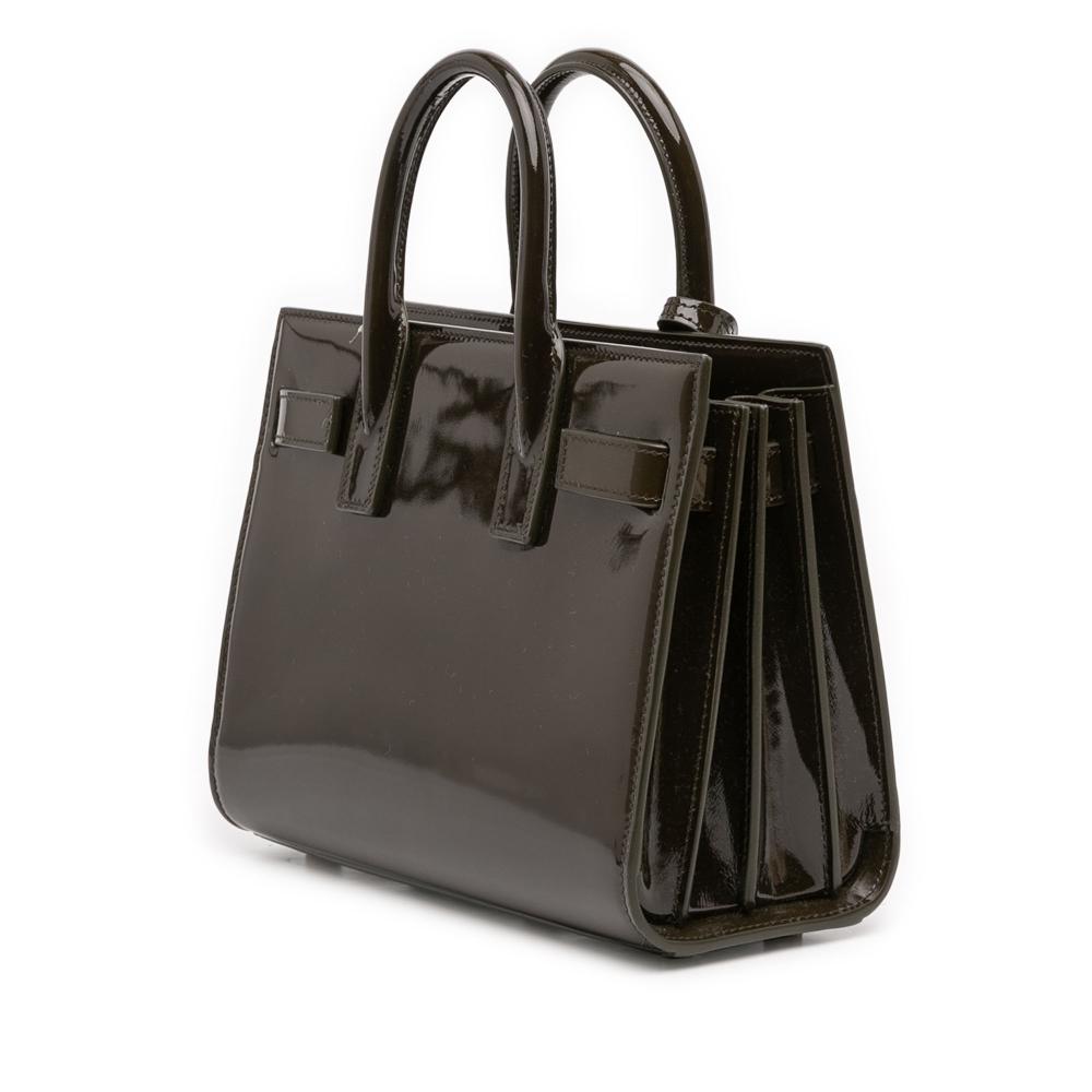 Saint Laurent AB Saint Laurent Green Olive Green Patent Leather Leather Nano Patent Sac de Jour Satchel Italy