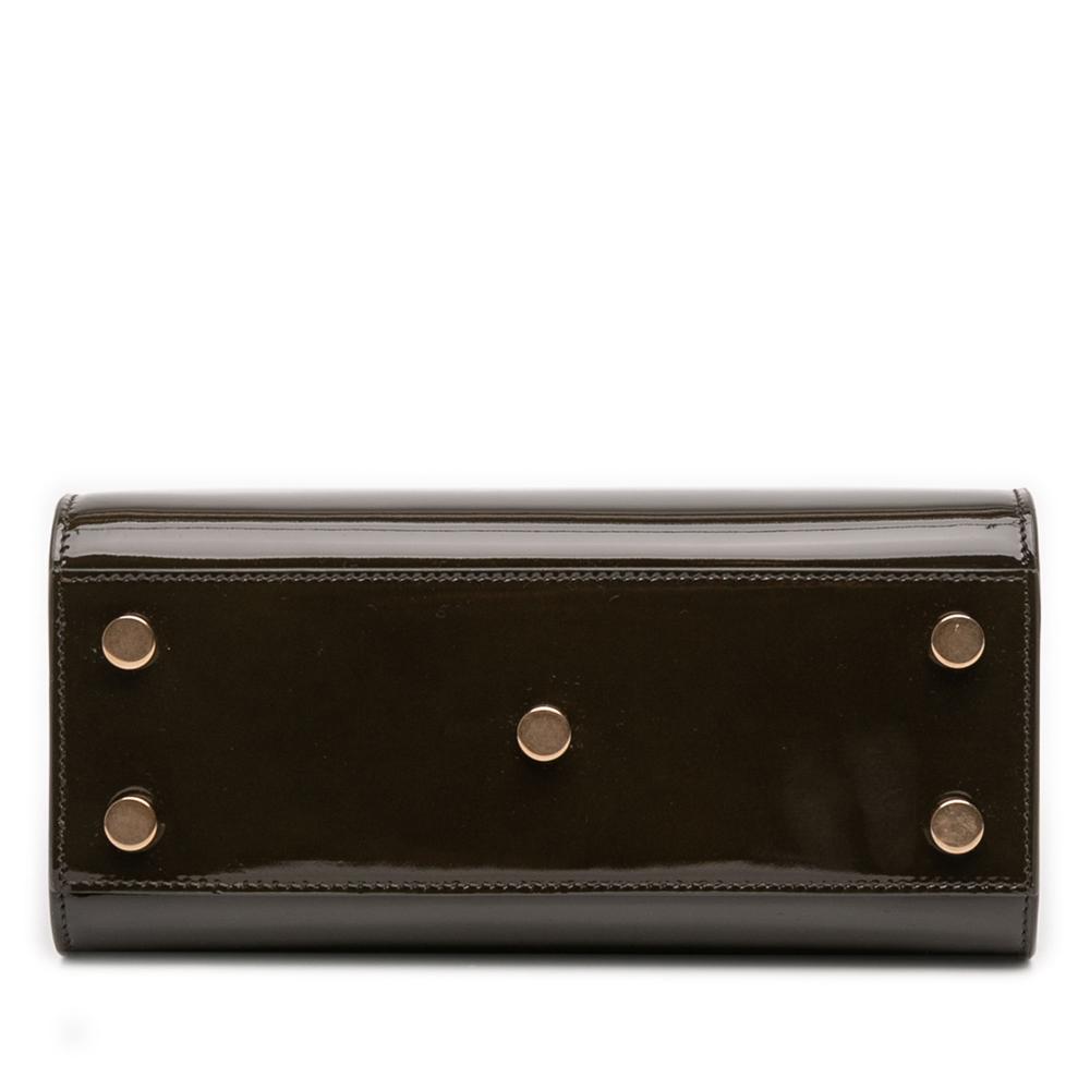 Saint Laurent AB Saint Laurent Green Olive Green Patent Leather Leather Nano Patent Sac de Jour Satchel Italy