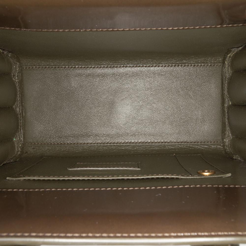 Saint Laurent AB Saint Laurent Green Olive Green Patent Leather Leather Nano Patent Sac de Jour Satchel Italy