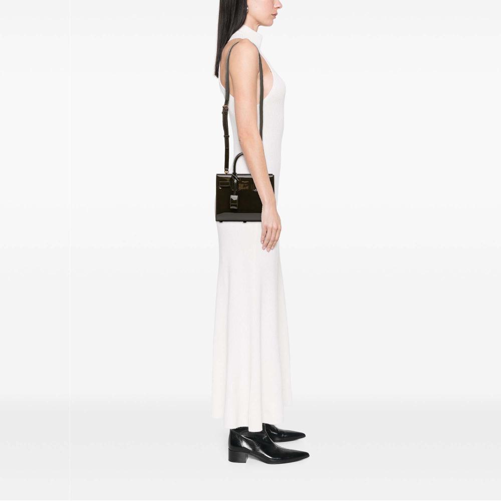 Saint Laurent AB Saint Laurent Green Olive Green Patent Leather Leather Nano Patent Sac de Jour Satchel Italy