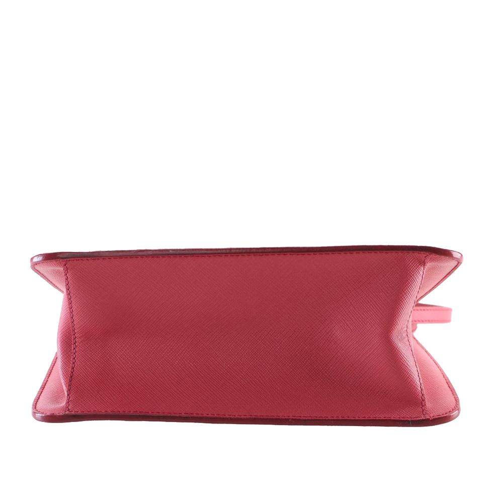 Prada AB Prada Pink Saffiano Leather Mini Lux Galleria Double Zip Satchel Italy