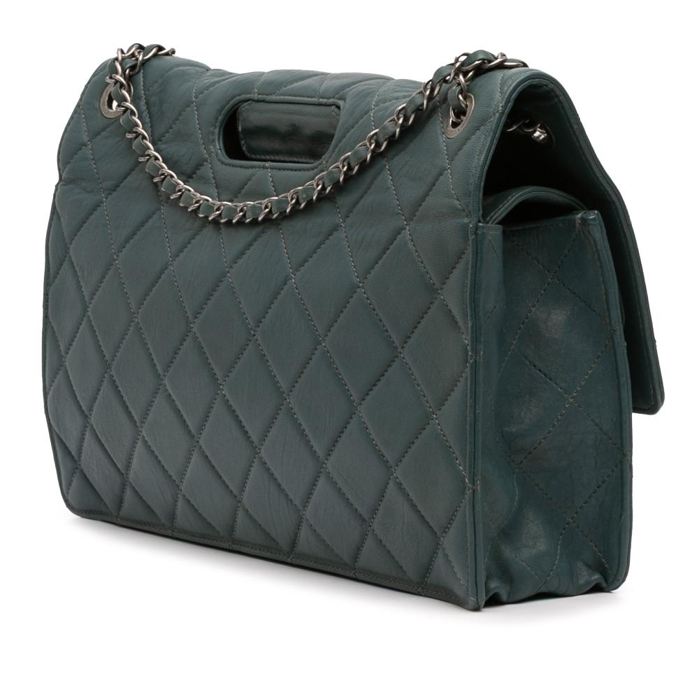 Chanel B Chanel Blue Denim Lambskin Leather Leather Paris Byzance Maxi Washed Lambskin Take Away Flap Italy
