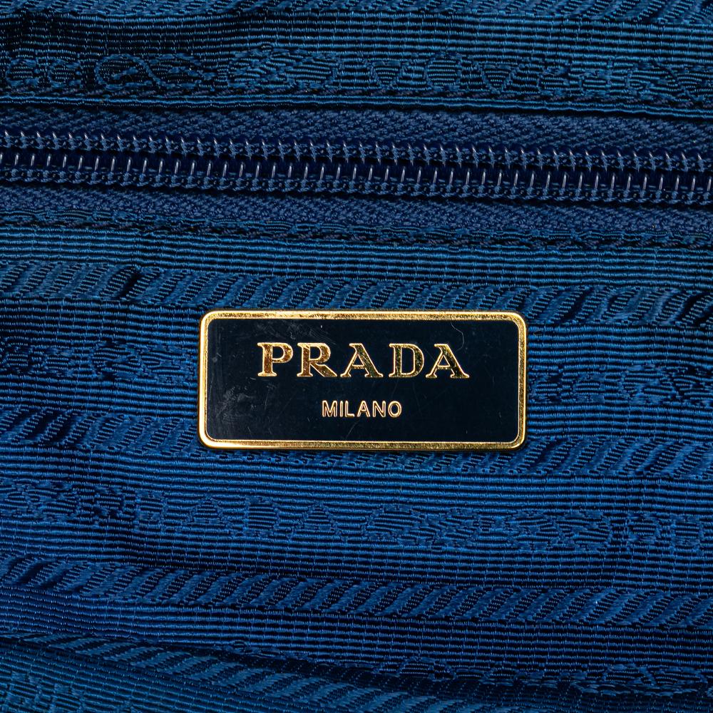 Prada B Prada Blue Nylon Fabric Tessuto Satchel Italy