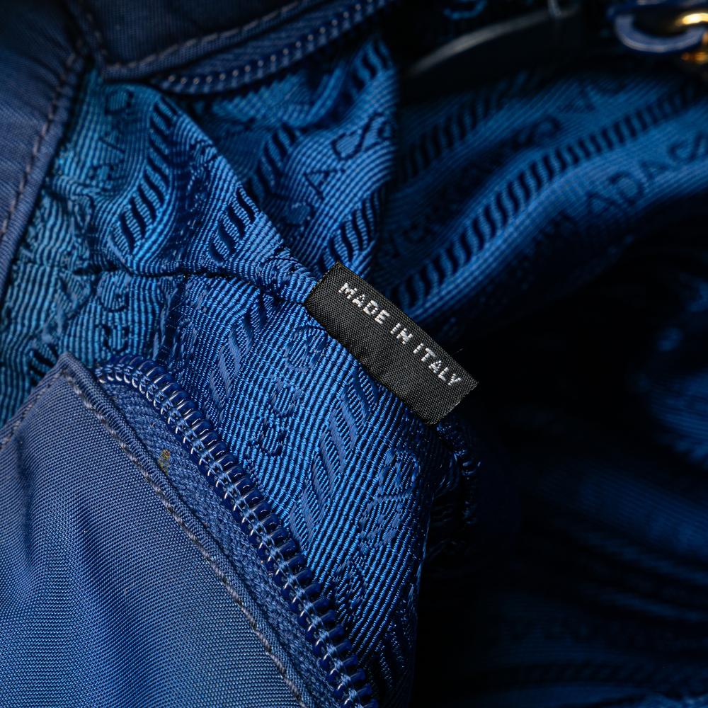 Prada B Prada Blue Nylon Fabric Tessuto Satchel Italy