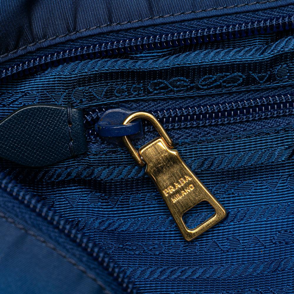 Prada B Prada Blue Nylon Fabric Tessuto Satchel Italy