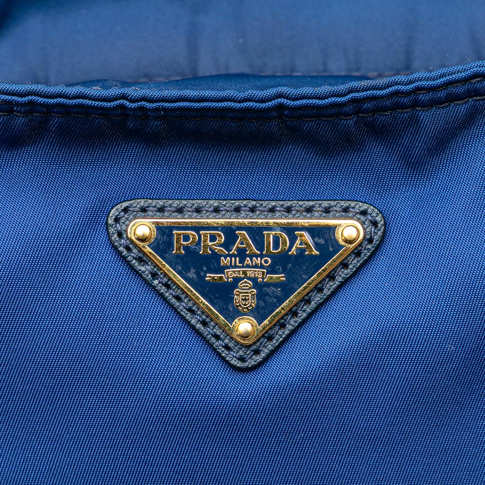 Prada B Prada Blue Nylon Fabric Tessuto Satchel Italy