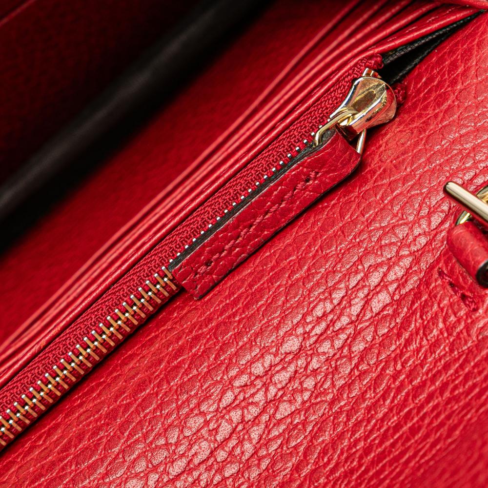 Gucci AB Gucci Red Calf Leather Interlocking G Dollar Wallet on Chain Italy