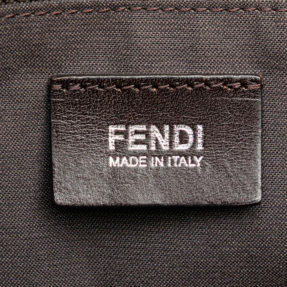 Fendi B Fendi Brown Coated Canvas Fabric Zucca Spalmati Tote Italy