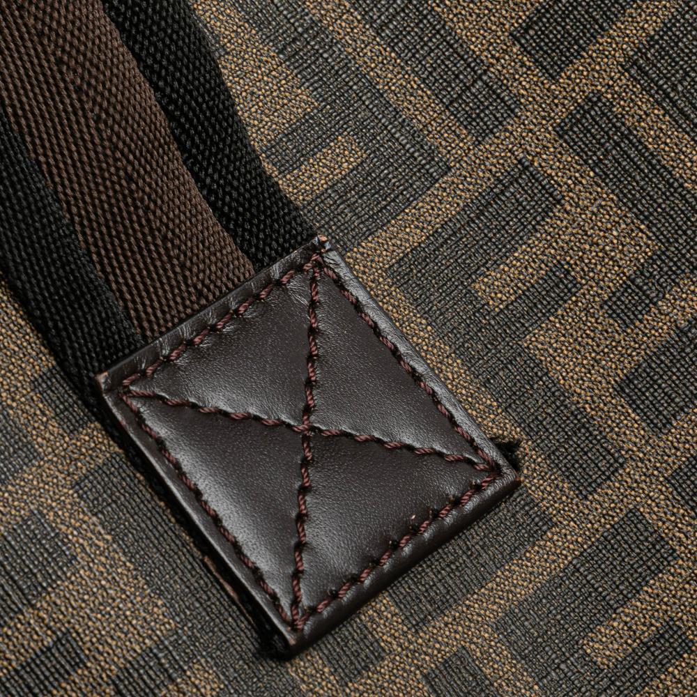 Fendi B Fendi Brown Coated Canvas Fabric Zucca Spalmati Tote Italy