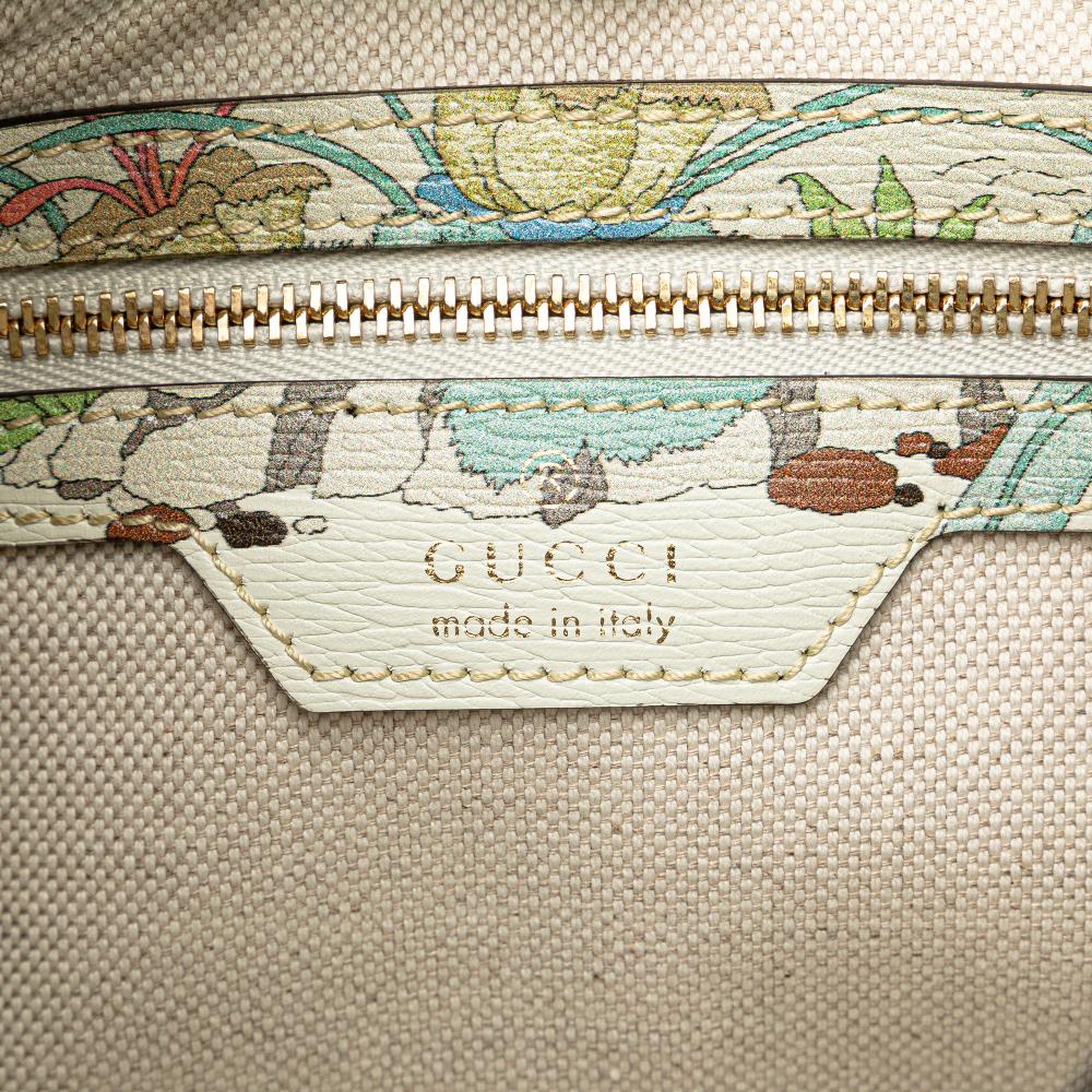 Gucci AB Gucci White Calf Leather Yuko Higuchi Small skin Floral Print Jackie 1961 Italy
