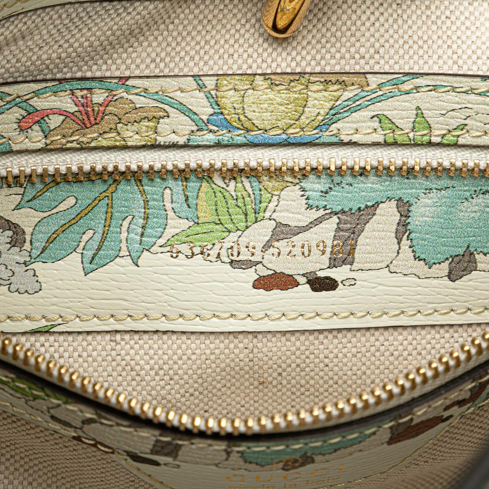 Gucci AB Gucci White Calf Leather Yuko Higuchi Small skin Floral Print Jackie 1961 Italy