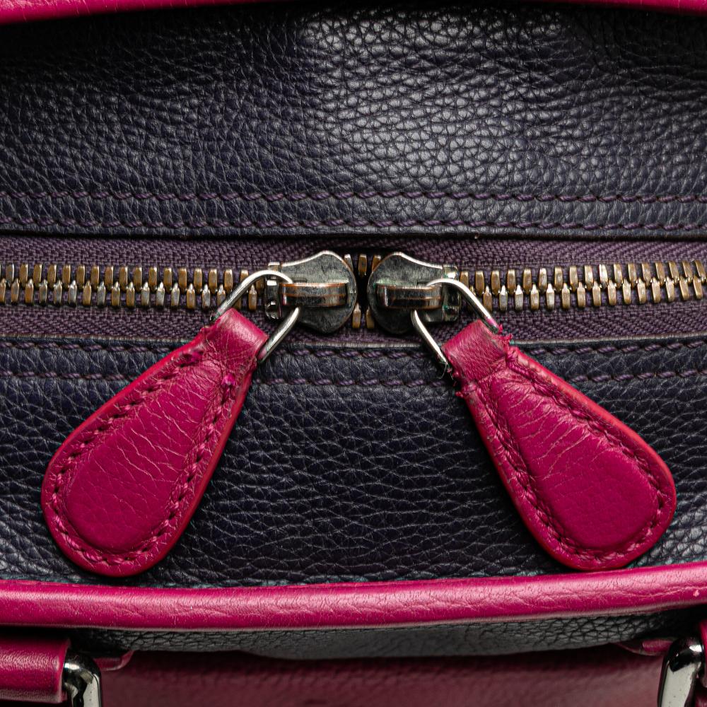 Loewe B LOEWE Blue Navy with Pink Calf Leather Grained Bicolor skin Cruz Satchel Spain