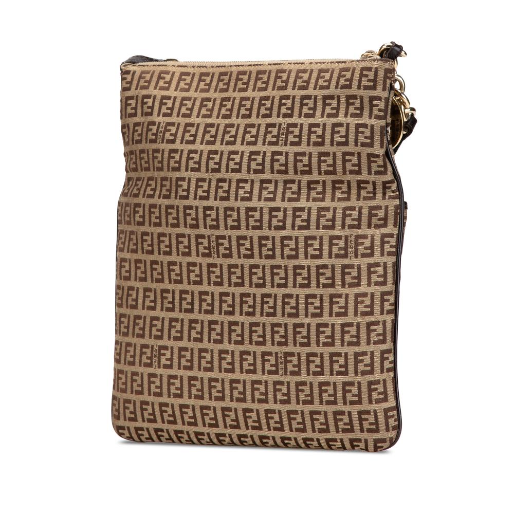 Fendi B Fendi Brown Light Brown Canvas Fabric Zucchino Crossbody Italy