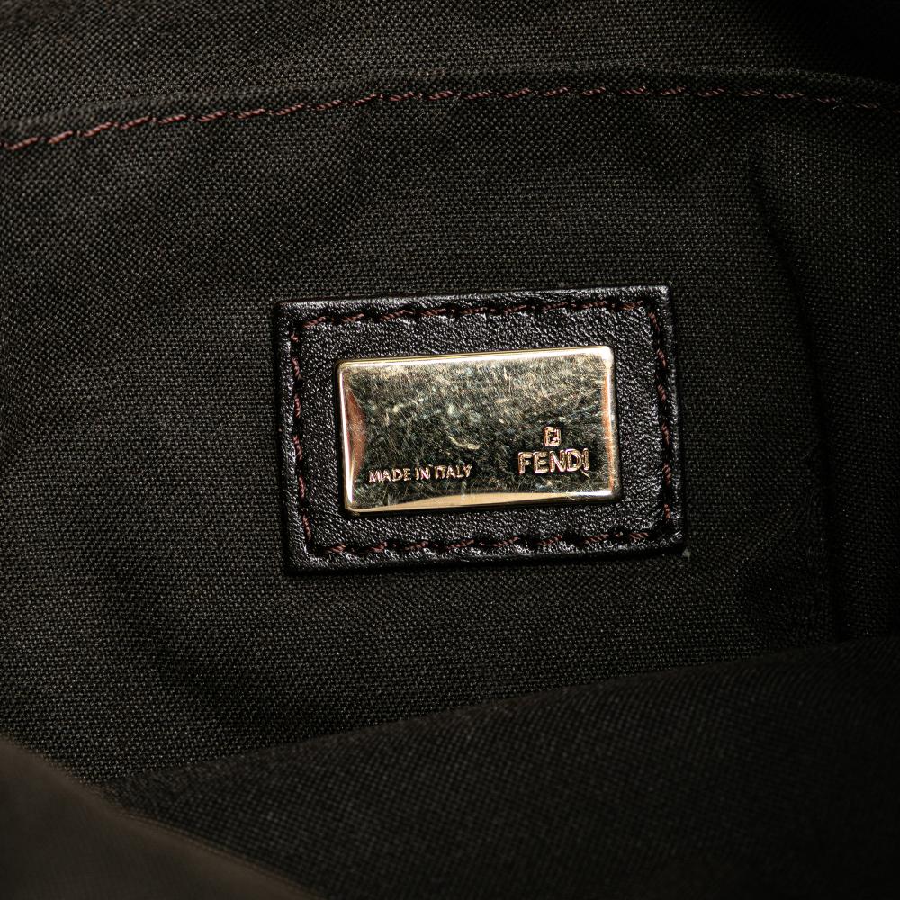 Fendi B Fendi Brown Light Brown Canvas Fabric Zucchino Crossbody Italy