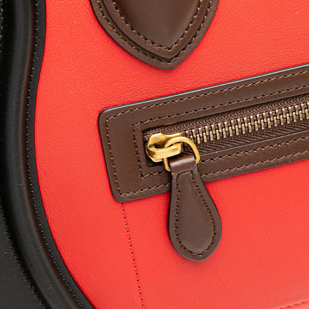 Celine B Celine Red with Multi Calf Leather Micro Tricolor Luggage Tote Italy