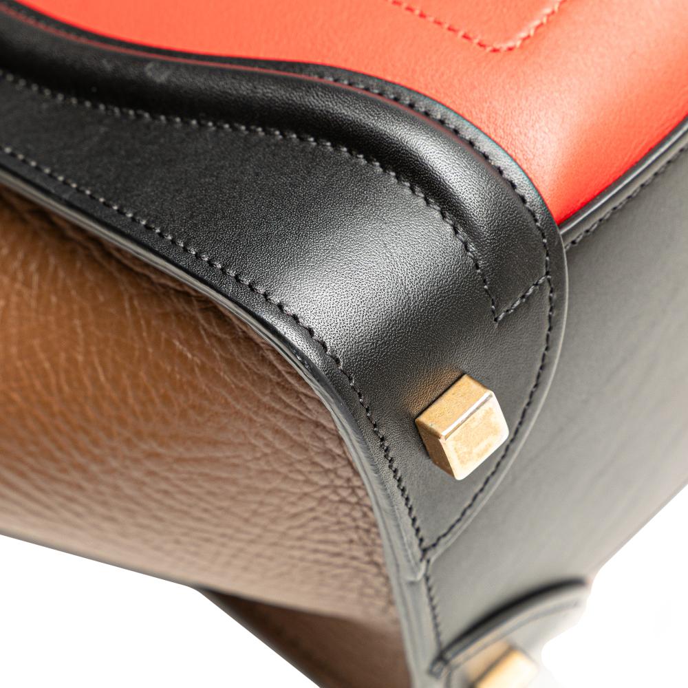 Celine B Celine Red with Multi Calf Leather Micro Tricolor Luggage Tote Italy