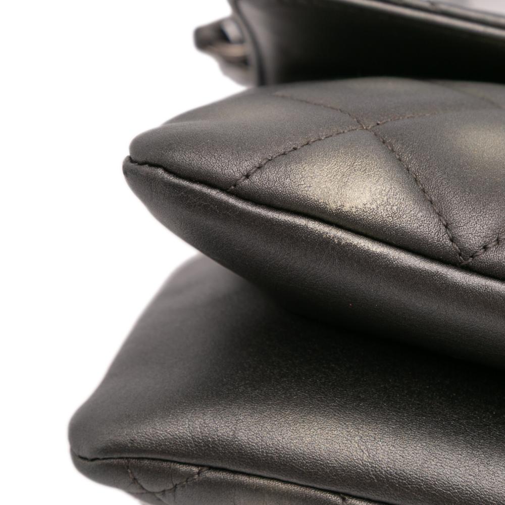 Chanel AB Chanel Gray Lambskin Leather Leather Quilted Metallic Lambskin Trendy CC Flap Italy